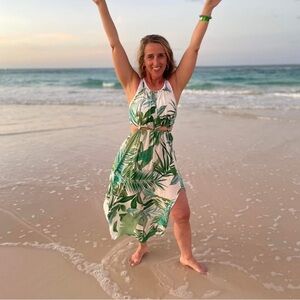 Cupshe Green Leaf Print Dress